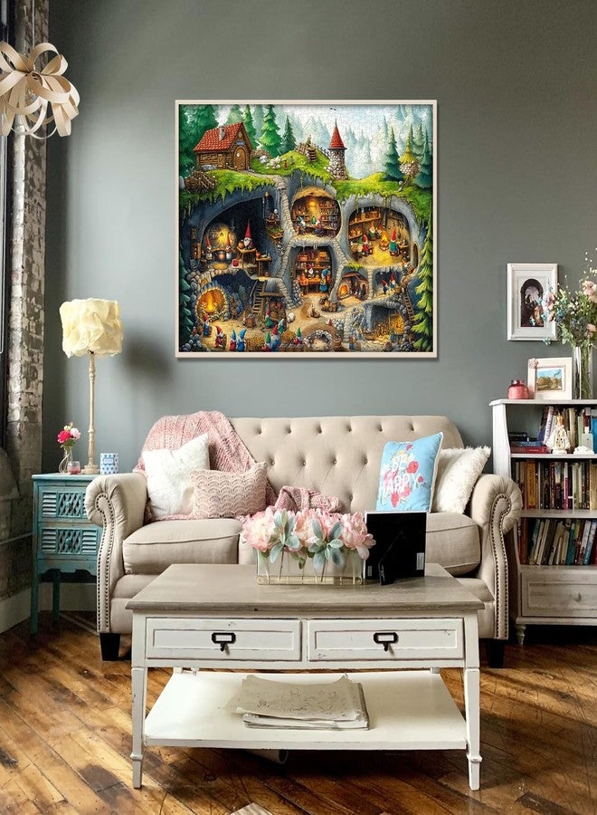PPuzzling Fantasy Gnome Village Puzzles for Adults 1000 Pieces, Funny Forest Underground Gnomes House Art Jigsaw Puzzle, Challenging Hard Nature Cave Scene Puzzle - Image 5